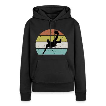 Retrait de chute Vintage - Sweat à capuche Premium bio Femme - noir - Devant - Julia (174cm)