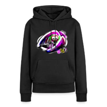 Hibou coloré - Sweat à capuche Premium bio Femme - noir - Devant - Julia (174cm)