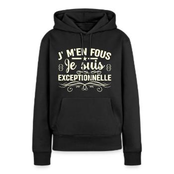 JE SUIS exceptionnelle - Sweat à capuche Premium bio Femme - noir - Devant - Julia (174cm)