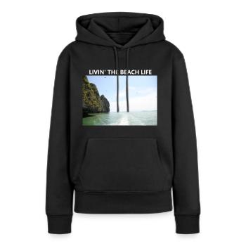 Beach life - Frauen Premium Bio Hoodie - Schwarz - Vorne - Julia (174cm)
