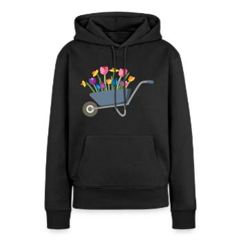 Garden wheelbarrow with flowers - Women’s Premium Organic Hoodie - black - Front - Julia (174cm)