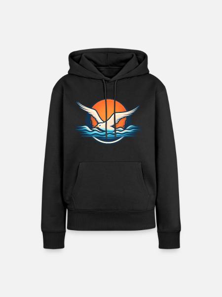 Seagull Sunset - Frauen Premium Bio Hoodie - Schwarz