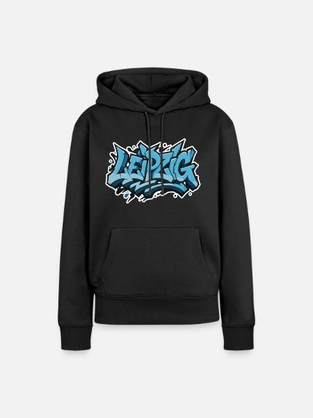 Leipzig Graffiti - Frauen Premium Bio Hoodie - Schwarz