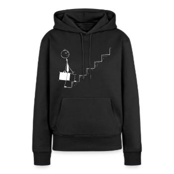 succès étapes - Sweat à capuche Premium bio Femme - noir - Devant - Julia (174cm)