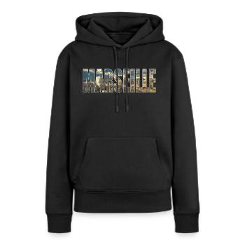 Marseille - Sweat à capuche Premium bio Femme - noir - Devant - Julia (174cm)
