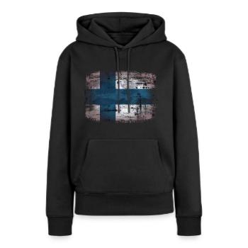 Finlande - Finland - Sweat à capuche Premium bio Femme - noir - Devant - Julia (174cm)