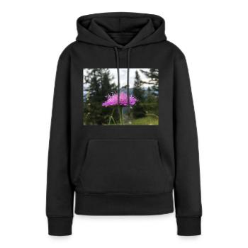 Printemps fleurs - Sweat à capuche Premium bio Femme - noir - Devant - Julia (174cm)