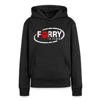 Furry inside - Sweat à capuche Premium bio Femme - noir - Devant - Julia (174cm)