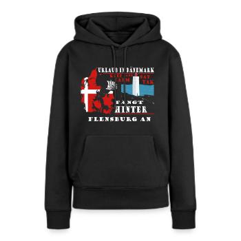 Urlaub in Dänemark fängt hinter Flensburg an - Frauen Premium Bio Hoodie - Schwarz - Vorne - Julia (174cm)