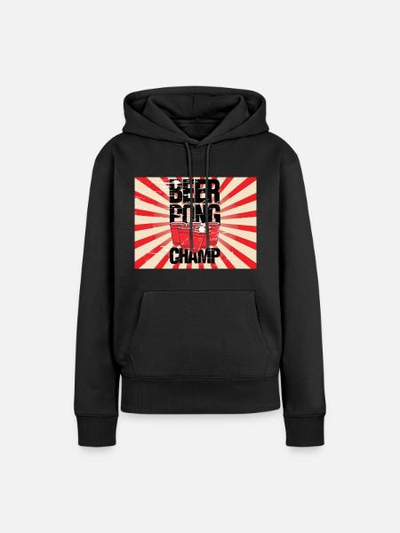 Beer Pong Champ Kollektion - Frauen Premium Bio Hoodie - Schwarz
