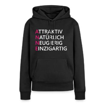 Anne Name Geschenk - Frauen Premium Bio Hoodie - Schwarz - Vorne - Julia (174cm)