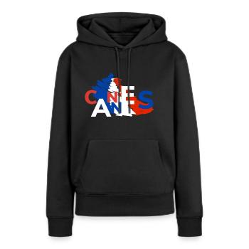 Cannes Souvenir Cadeau Cannes - Sweat à capuche Premium bio Femme - noir - Devant - Julia (174cm)