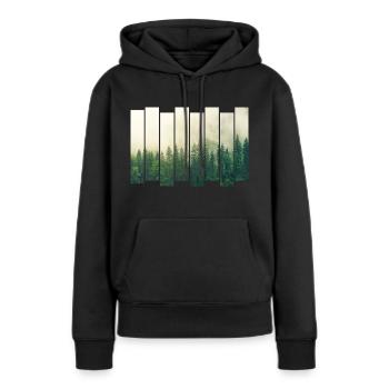 Conception de carreaux de la Forêt-Noire Arbre forestier de conifères moderne - Sweat à capuche Premium bio Femme - noir - Devant - Julia (174cm)
