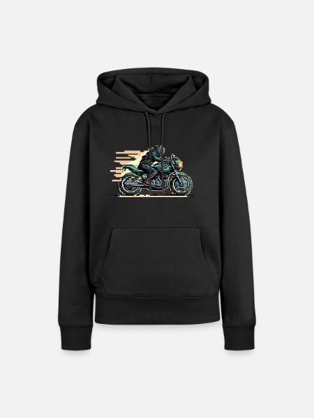 8-bit Motorrad - Frauen Premium Bio Hoodie - Schwarz