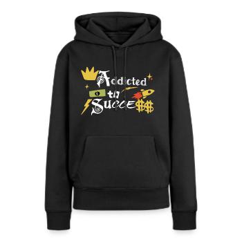 Süchtig nach Erfolg - Frauen Premium Bio Hoodie - Schwarz - Vorne - Julia (174cm)