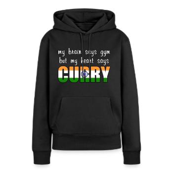 My heart says Curry - Frauen Premium Bio Hoodie - Schwarz - Vorne - Julia (174cm)