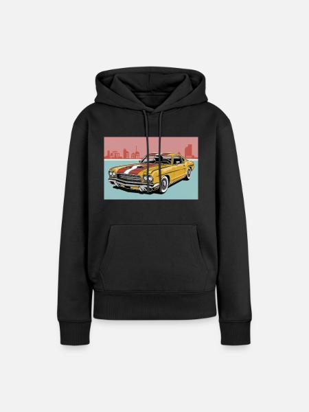 Retro muscle car 2 - Frauen Premium Bio Hoodie - Schwarz