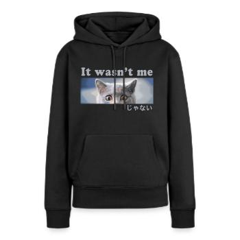 Cassé? C’était pas moi! Chat coupable - Sweat à capuche Premium bio Femme - noir - Devant - Julia (174cm)