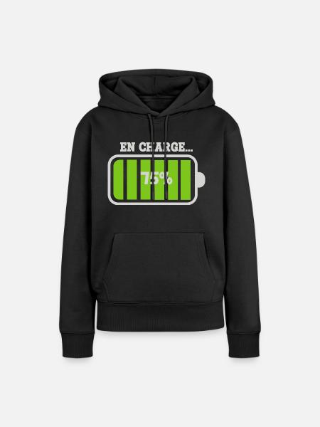 Batterie en Charge à 75 % - Dame Premium hoodie, økologisk bomuld - sort