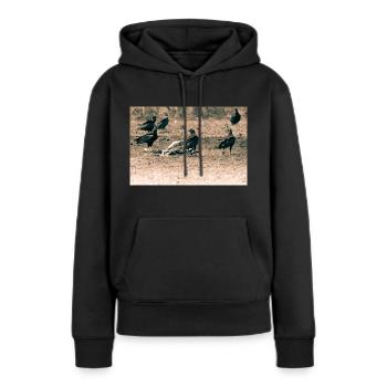 les vautours - Sweat à capuche Premium bio Femme - noir - Devant - Julia (174cm)