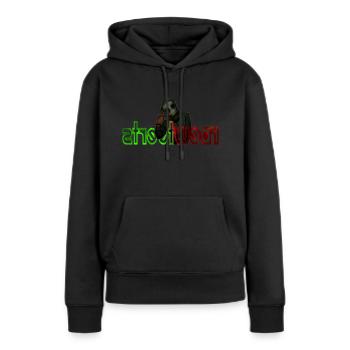 masque à gaz streetwear - Sweat à capuche Premium bio Femme - noir - Devant - Julia (174cm)