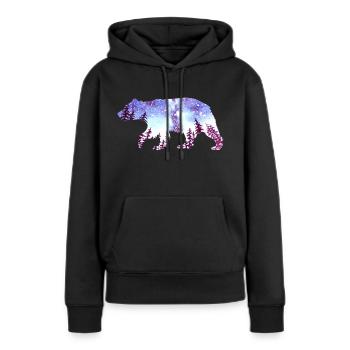 Ours Ciel nocturne Forêt - Sweat à capuche Premium bio Femme - noir - Devant - Julia (174cm)