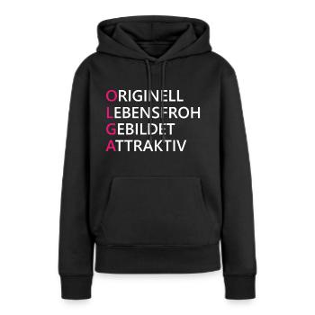 Olga Name Geschenk - Frauen Premium Bio Hoodie - Schwarz - Vorne - Julia (174cm)