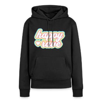 Happy Rave - Frauen Premium Bio Hoodie - Schwarz - Vorne - Julia (174cm)