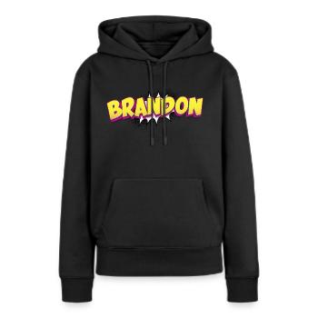 Brandon benutzerdefinierter Name Comic-Stil Pop-Art, - Frauen Premium Bio Hoodie - Schwarz - Vorne - Julia (174cm)