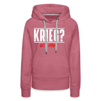 Krieg - Frauen Premium Bio Hoodie - Malve - Vorne - Isabella (175cm)