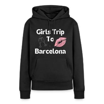 Voyage entre filles à Barcelone pour un enterrement de vie de jeune fille - Sweat à capuche Premium bio Femme - noir - Devant - Julia (174cm)