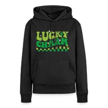 Glücksbringer - St. Patrick's Day Kleeblatt - Frauen Premium Bio Hoodie - Schwarz - Vorne - Julia (174cm)