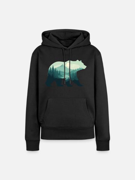 Bear Nature - Frauen Premium Bio Hoodie - Schwarz
