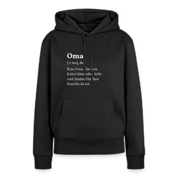 Oma - Frauen Premium Bio Hoodie - Schwarz - Vorne - Julia (174cm)