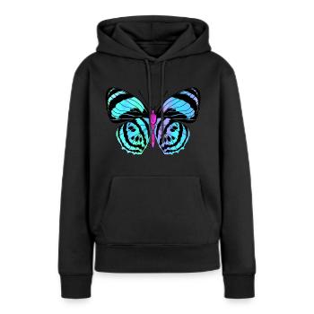 papillon papillon animal coloré couleur - Sweat à capuche Premium bio Femme - noir - Devant - Julia (174cm)