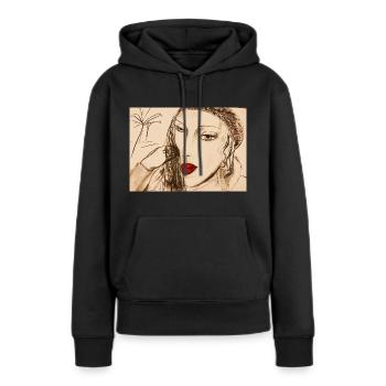 SEHNSUCHT - Frauen Premium Bio Hoodie - Schwarz - Vorne - Julia (174cm)