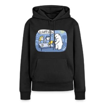 Cartoon Eis schmelzen - Eisbär gegen Klimawandel - Frauen Premium Bio Hoodie - Schwarz - Vorne - Julia (174cm)
