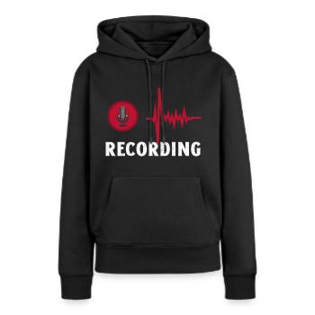Enregistrement. Studio d’enregistrement de microphone Cool - Sweat à capuche Premium bio Femme - noir - Devant - Julia (174cm)