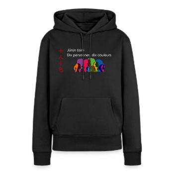 Dix personnes, dix couleurs - Sweat à capuche Premium bio Femme - noir - Devant - Julia (174cm)
