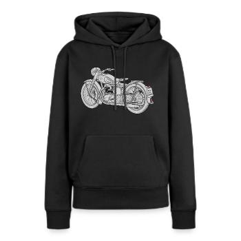 Croquis de moto - Sweat à capuche Premium bio Femme - noir - Devant - Julia (174cm)