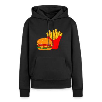 Burger mit Pommes - Frauen Premium Bio Hoodie - Schwarz - Vorne - Julia (174cm)