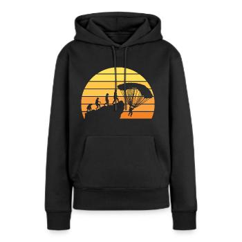 Fallschrimspringen Evolution Urmensch Fallschirm - Frauen Premium Bio Hoodie - Schwarz - Vorne - Julia (174cm)
