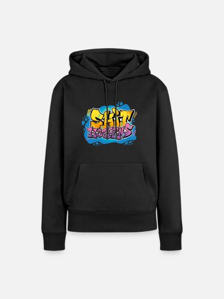 SHIT HAPPENS - Frauen Premium Bio Hoodie - Schwarz