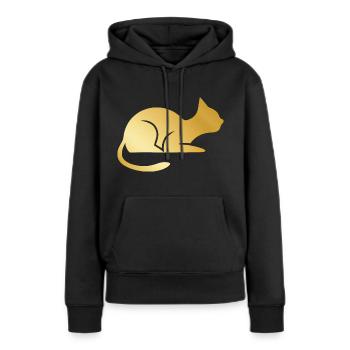 Minimalistische Goldkatze - Frauen Premium Bio Hoodie - Schwarz - Vorne - Julia (174cm)