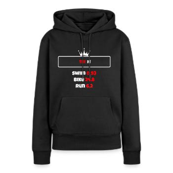 T shirt triathlon Distance M - Sweat à capuche Premium bio Femme - noir - Devant - Julia (174cm)