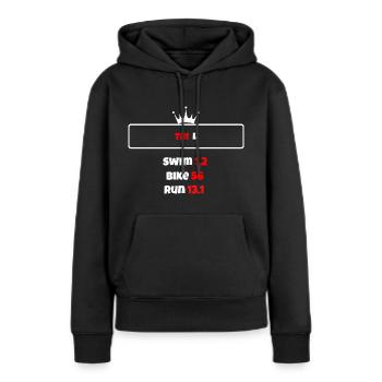 T shirt triathlon Distance L - Sweat à capuche Premium bio Femme - noir - Devant - Julia (174cm)