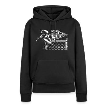 Trainspotting Faszination – Für Eisenbahnfans - Frauen Premium Bio Hoodie - Schwarz - Vorne - Julia (174cm)