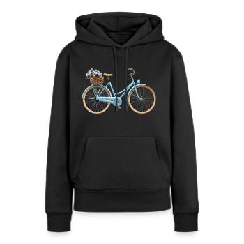 Bicicletta con cesto di fiori - Felpa con cappuccio ecologica premium da donna - nero - Fronte - Julia (174cm)