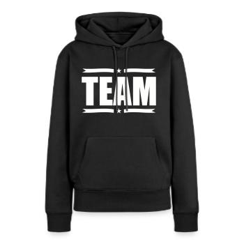 team - Frauen Premium Bio Hoodie - Schwarz - Vorne - Julia (174cm)