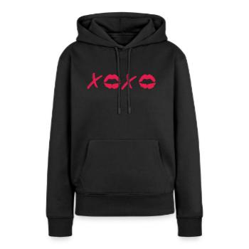 XOXO - Sweat à capuche Premium bio Femme - noir - Devant - Julia (174cm)